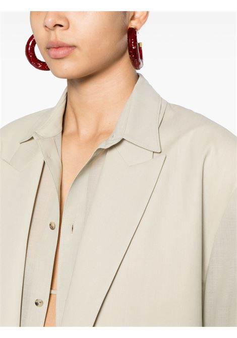 Beige sheer single-breasted blazer - women PHILOSOPHY DI LORENZO SERAFINI | A050521250482